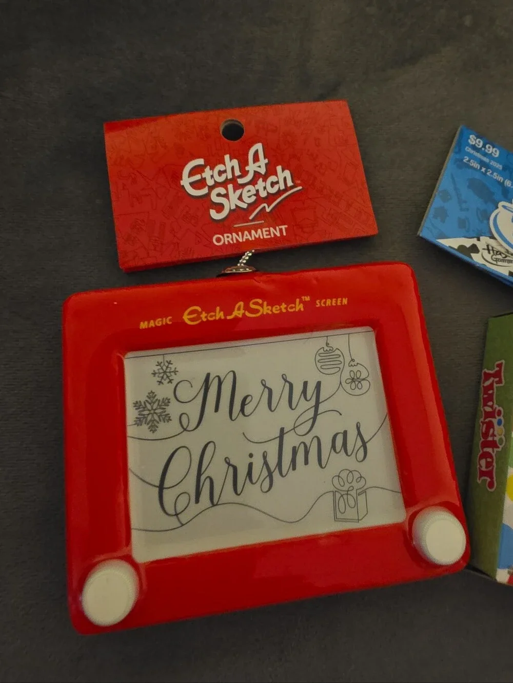 NWT Candy Land & Twister Game Boxes & Etch A Sketch Christmas Tree Ornaments